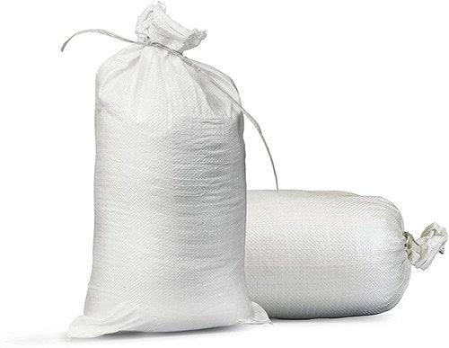 White Woven Polypropylene Sand Bags with Tie Strings 33cm x 76cm Empty